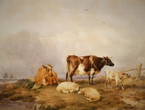 लैंडस्केप एंड कैटल, c1823-1902 द्वारा थॉमस सिडनी कूपर
