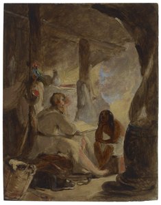 रॉबिन्सन क्रूसो और शुक्रवार को गुफा में, c.1856 द्वारा थॉमस सुली