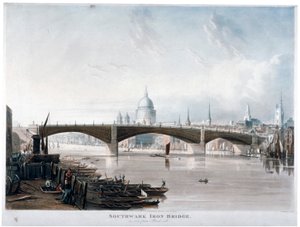बैंकसाइड, लंदन से 'साउथवार्क आयरन ब्रिज' का दृश्य, 1819
