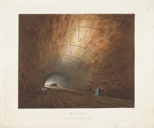 सुरंग। 1831 में लिवरपूल और मैनचेस्टर रेलवे पर रंगीन दृश्यों से द्वारा थॉमस टैलबोट बरी