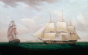 एक तट से दो ईस्ट इंडियान, थॉमस व्हिटकोम्बे, c1850 द्वारा थॉमस व्हिटकॉम्ब