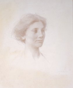 एक लड़की का सिर, c.1909 (सफेद तैयार मैट बोर्ड पर चांदी की चौकी) द्वारा थॉमस विल्मर डेविंग
