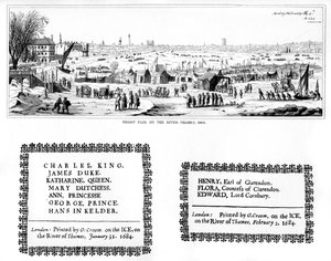 टेम्स नदी पर फ्रॉस्ट मेला, और छपाई के नमूने, फरवरी 1684, 1840