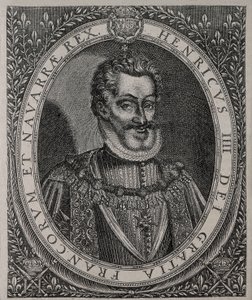 फ्रांस के हेनरी चतुर्थ और नवारे (1553-1610) का पोर्ट्रेट टॉमस डी ल्यू (16वीं शताब्दी) का उत्कीर्णन