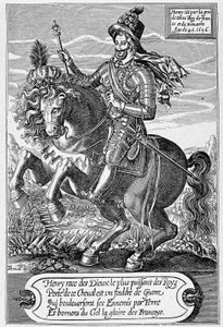 हेनरी चतुर्थ (1553 - 1610) (एक घोड़ा) उम्र 45 का पोर्ट्रेट, थॉमस डी ल्यू द्वारा उकेरा गया।