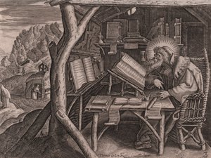 सेंट इवाग्रियस पोंटिकस थॉमस डी लियू (1560-1612) द्वारा अपने अध्ययन, नक़्क़ाशी और बरिन में डूबे हुए