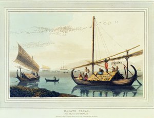 मलय प्रोस, प्लेट 17 &39;ए सुरम्य यात्रा भारत से&39;, 1810 (एक्वाटिंट) द्वारा थॉमस और विलियम डेनियल