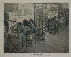 कैफे की छत पर पेरिस, थियोफाइल अलेक्जेंड्रे स्टीनलेन द्वारा, स्केच द्वारा थियोफाइल एलेक्जेंडर स्टीनलेन