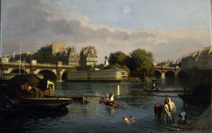 द पोंट-नेफ और इले डे ला सिटी, 1860 की नोक। द्वारा थियोफाइल मेयुनिएर