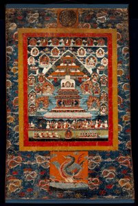 भीमरथ संस्कार के लिए स्मरणोत्सव थांगका, 1850-75 (सूती कपड़े पर खनिज रंग) द्वारा तिब्बती स्कूल
