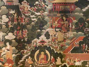 बुद्ध शाक्यमुनि के जीवन के दृश्य द्वारा तिब्बती स्कूल