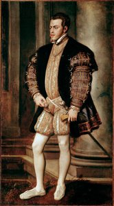 फिलिप II (1527-1598) का पोर्ट्रेट, चार्ल्स वी पेंटिंग का बेटा टिज़ियानो वेसेलियो डिट ले टिटियन (1485-1576) पलाज़ो पिट्टी, गैलेरिया पैलेटिना, फ्लोरेंस द्वारा द्वारा टिज़ियानो वेकेली