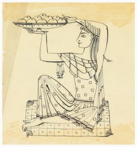 चांदी की नक्काशी के लिए डिज़ाइन: बैठी हुई महिला द्वारा टॉमी पारजिंगर