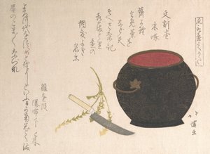 फूलदान और रसोई चाकू, 1816। द्वारा तोतोया होक्केई