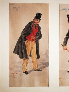 1874 में मिलानी अभिनेता एडोआर्डो फेरविला द्वारा निर्मित टेकोपा का चरित्र, ट्रैंक्विलो क्रेमोना द्वारा जल रंग द्वारा ट्रैंक्विलो क्रेमोना