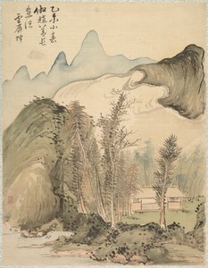 हट पेड़ों के बीच, 1847। द्वारा त्सुबाकी चिनज़ान
