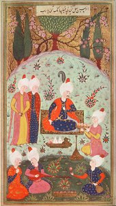 TSM H.804 और H.806 क्राउन प्रिंस बगीचे में भोजन के साथ जीत का जश्न मनाते हैं, 1534 द्वारा तुर्की स्कूल