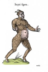 एक व्यंग्यकार का प्रतिनिधित्व। राक्षसों पर Ulisse Aldrovandi (1522-1605) द्वारा एक प्राकृतिक इतिहास पांडुलिपि की प्लेट