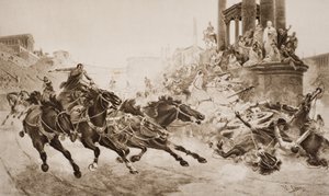 एक रोमन रथ रेस, 1920 में प्रकाशित एचजी वेल्स, वॉल्यूम I द्वारा &39;द आउटलाइन ऑफ हिस्ट्री&39; का चित्रण