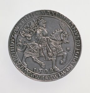 सम्राट मैक्सिमिलियन I (1493-1519) के क्रोनुंग्सडोप्पेलगिल्डलाइनर (डबल-गिल्डनर), एंटवर्प मिंट, 1509 के सिक्के का पुनर्मिलन, 1517 (पश्च) (सिल्वर) (रिवर्स देखें 168075)