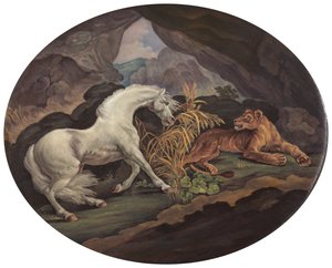 शेरनी से डरा हुआ घोड़ा, लगभग। 1800. द्वारा अज्ञात