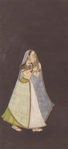 एक लेडी रात में एक तेल लैंप पकड़े, चलना। 1725। द्वारा अज्ञात