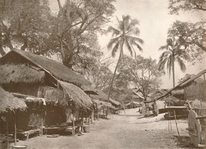 एक विशिष्ट बर्मी ग्राम दृश्य, 1900। द्वारा अज्ञात