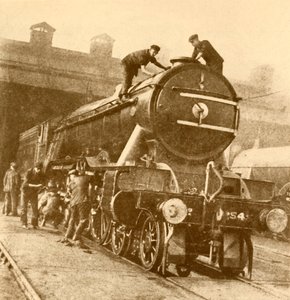 फ्लाइंग स्कॉट्समैन के लिए एक वॉश और ब्रश अप।, c1930। द्वारा अज्ञात