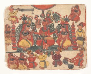 एक शादी का दृश्य, 18वीं सदी के मध्य में। द्वारा अज्ञात