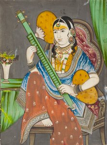 वीणा बजाती एक महिला, 19वीं सदी द्वारा अज्ञात