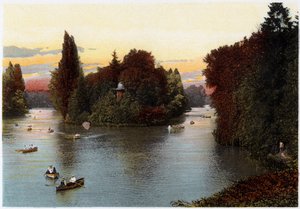 Bois de Boulogne, पेरिस में एक झील, c1900 द्वारा अज्ञात
