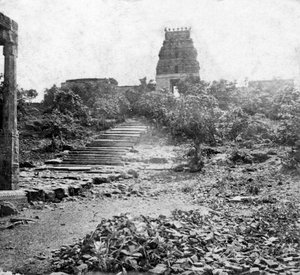 मद्रास, भारत, 1874 के पास एक खंडहर मंदिर द्वारा अज्ञात
