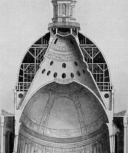 सर क्रिस्टोफर का एक अनुभागीय ड्राइंग महान गुंबद, c1934 द्वारा अज्ञात