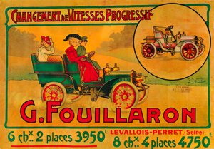 Fouillaron कारों के लिए विज्ञापन, c1900s द्वारा अज्ञात