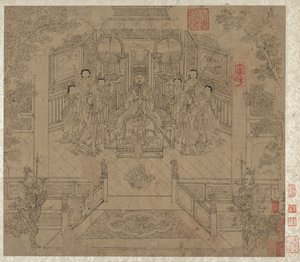 दाओवादी और बौद्ध विषयों का एल्बम: दाओवादी देवताओं का जुलूस: पत्ता 1, 1200s। द्वारा अज्ञात