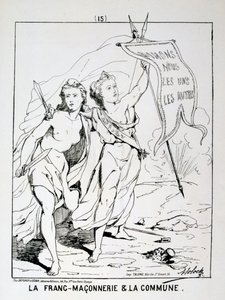 ला फ्रैंक-मैकोनेरी एट ला कम्यून के रूपक, पेरिस कम्यून, 1871। द्वारा अज्ञात