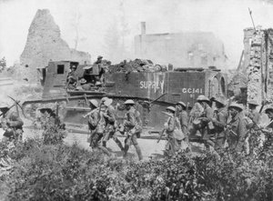 27 अक्टूबर 1918 को एक मुक्त शहर के माध्यम से मार्च करते हुए संबद्ध सेना द्वारा अज्ञात