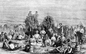 मॉर्मन का एक अभिसरण रेगिस्तान में परिवर्तित हो जाता है, c1846 c1880 द्वारा अज्ञात