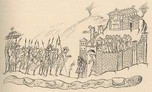 एंग्लो-सैक्सन वारियर्स एक किले, 1908 को मान्यता देते हुए द्वारा अज्ञात