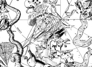 खगोलीय नक्शा, 1742 के दक्षिणी नक्षत्र में Argo Navis पर केंद्रित है द्वारा अज्ञात