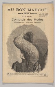 एयू बॉन मार्चे-कॉम्पटायर डेस मोड्स, फैंसी स्ट्रॉ हैट्स, समर 1890, 1890। द्वारा अज्ञात