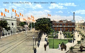 Avenida Saenz Pena और Plaza Casanave, Callao, पेरू, c1900s द्वारा अज्ञात