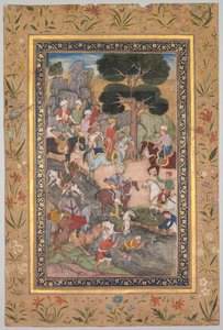बाबर के बाबर-नामा संस्मरण से, कोहिक नदी पर सुल्तान अली मिर्ज़ा के साथ बाबर की बैठक, सी। 159 द्वारा अज्ञात