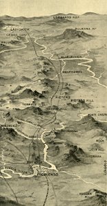 पीटर की लड़ाई और लेडीस्मिथ की राहत को दर्शाता हुआ बैलून मैप, 1900। द्वारा अज्ञात