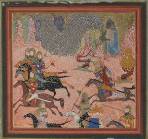 बज़ूर, द मैजिशियन, राइज़्स अप डार्कनेस एंड ए स्टॉर्म, फोलियो फ्रॉम ए शाहनामा..., ca. 1430-40। द्वारा अज्ञात