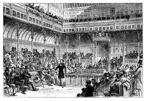 बेंजामिन डिसरायली ने हाउस ऑफ कॉमन्स में अपने सुधार बिल को पेश किया, c1867 द्वारा अज्ञात