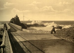 Biarritz - भारी मौसम के द्वारा वर्जिन की चट्टान पर, c1930। द्वारा अज्ञात