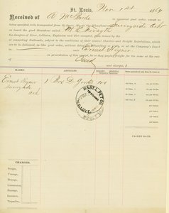 लदान का बिल, स्टीमबोट एम [आर्य] ई। फोर्सिथ, सनीसाइड, अर्कांसस, 1 नवंबर, 1864 द्वारा अज्ञात