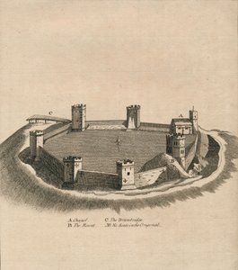 ऑक्सफोर्डशायर में ऑक्सफोर्ड कैसल के पक्षी-नेत्र दृश्य, c1800 द्वारा अज्ञात
