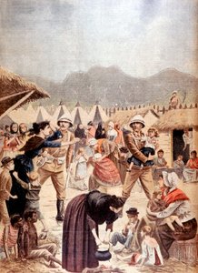 बोअर वॉर, 1901 के ट्रांसवाल में ब्रिटिश एकाग्रता शिविर में महिलाओं और बच्चों को बोअर द्वारा अज्ञात